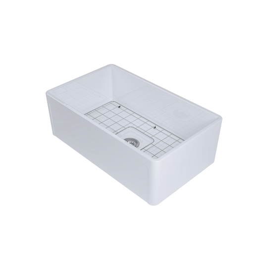 Forte 30" White Fireclay Farm Sink - Handcrafted, Durable, Elegant - Undermount